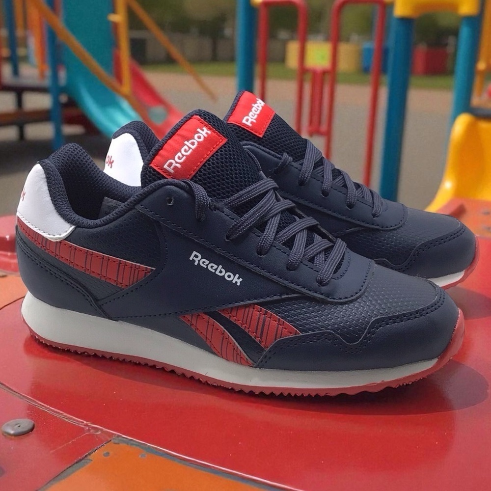 Reebok Royal CL Jog 3.0 Kids Sneakers Size 1 Navy Red White Retro Runner NIB